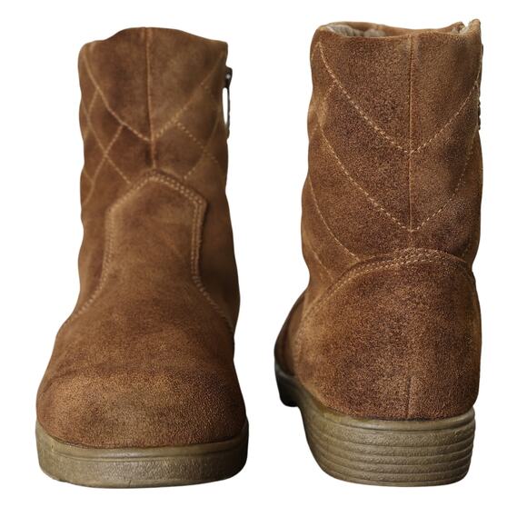 Women's Quilted Brown Suede Totes Zip Up Boots - Sz 8 - Picture 2 of 11